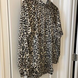 LOFT Black and Cream Leopard Print Top